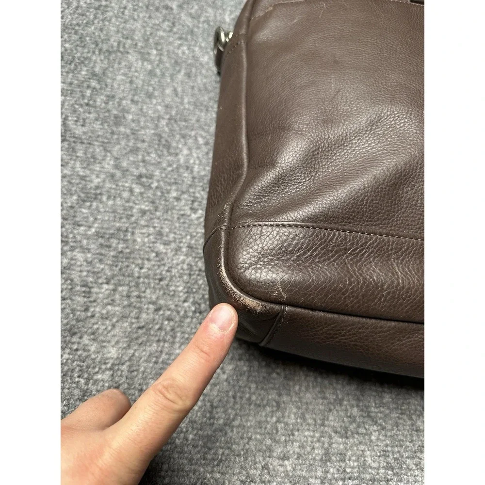 Mens Leather Coach Brown Briefcase Laptop Work Bag, Size One Size